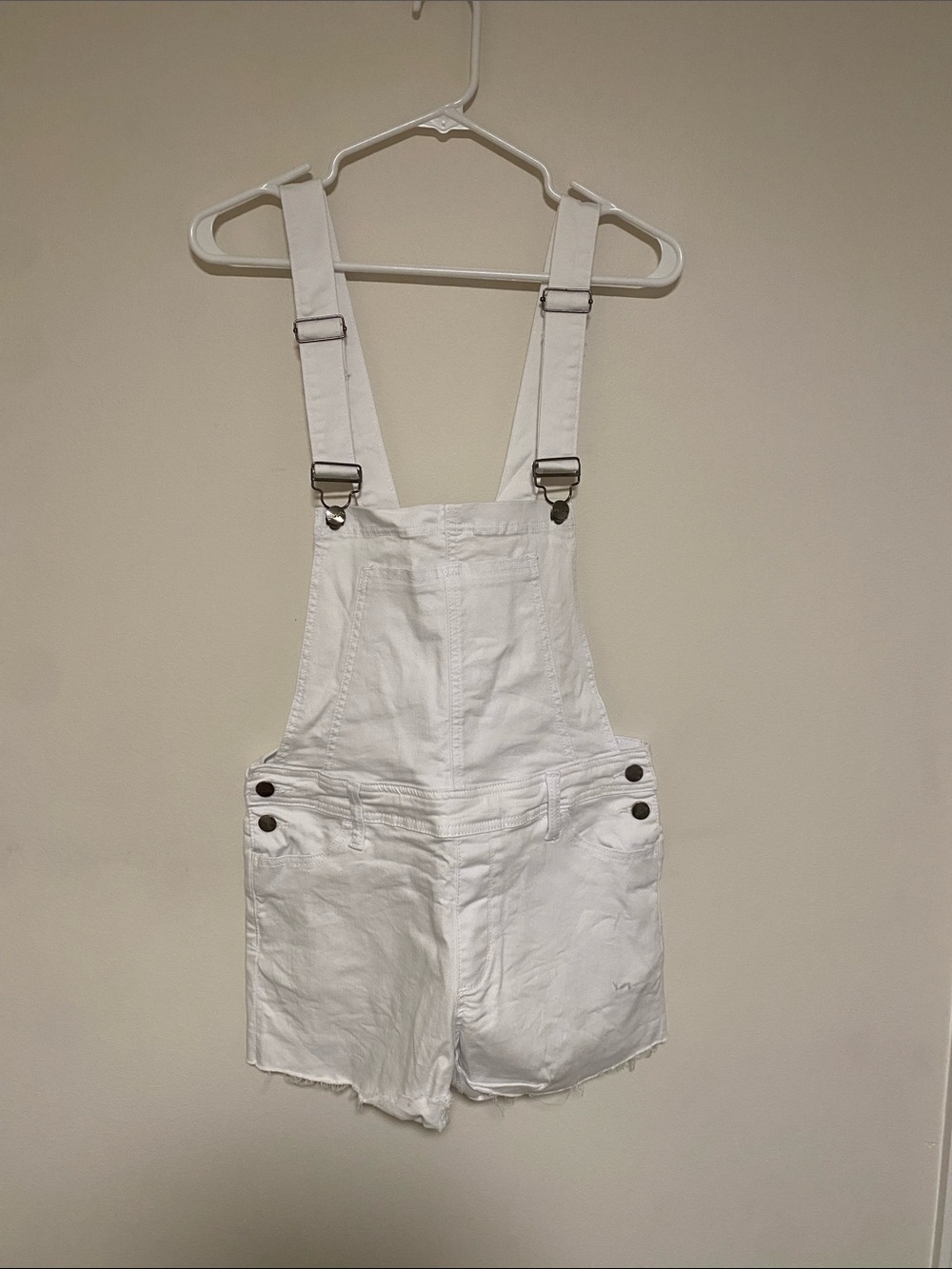 Pink Lily Ivory Short Denim Overalls